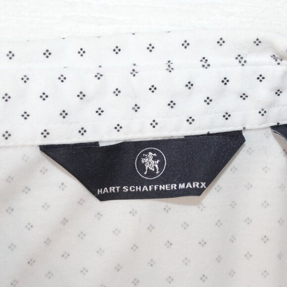 Hart Schaffner Marx Mens Sz XL Geometric Pattern Short Sleeve Button Front Shirt - Picture 7 of 9